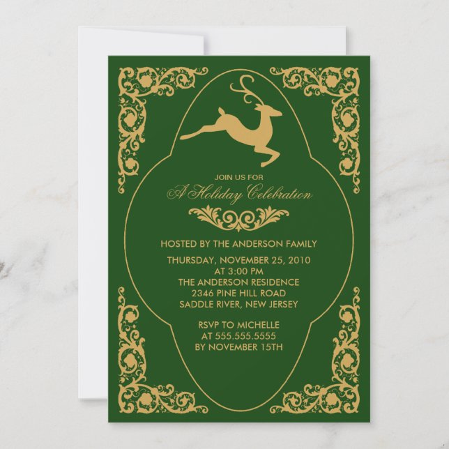 Invitation à la fête de Noël d'Élégant Rindeer (Devant)