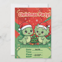Invitation à la fête de Noël des dinosaures