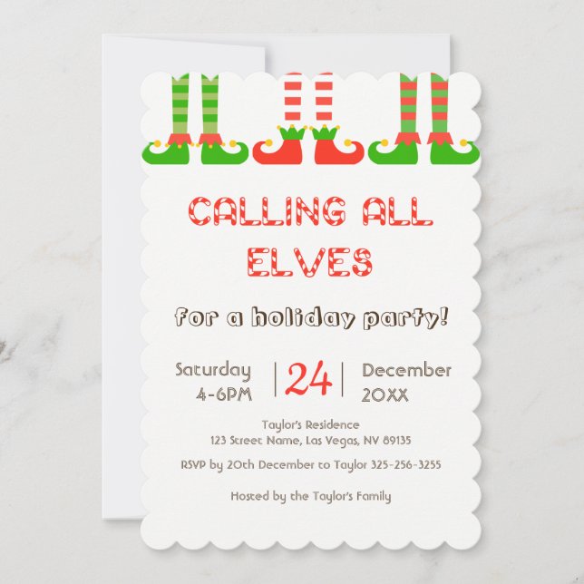Invitation à la fête de Noël des elfes (Devant)