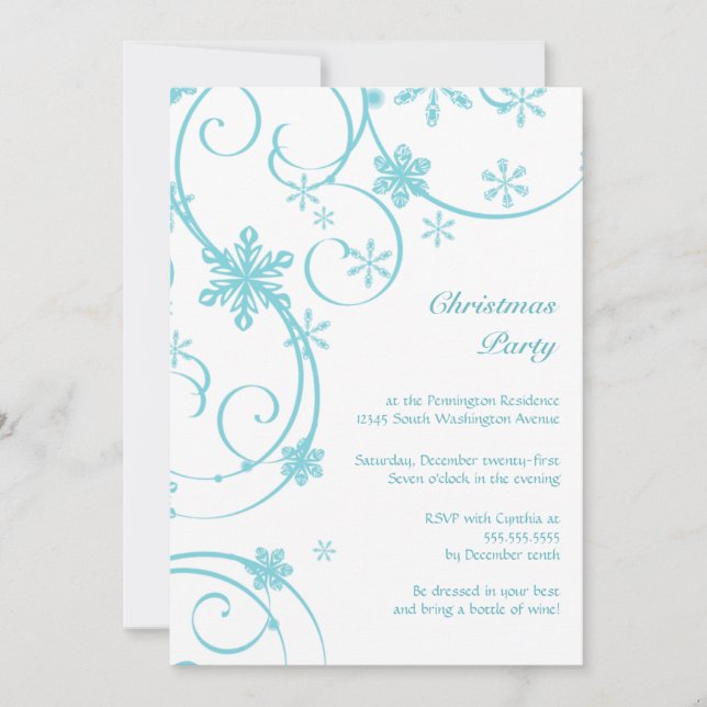 Invitation à la fête de Noël des flocons de neige  (Devant)