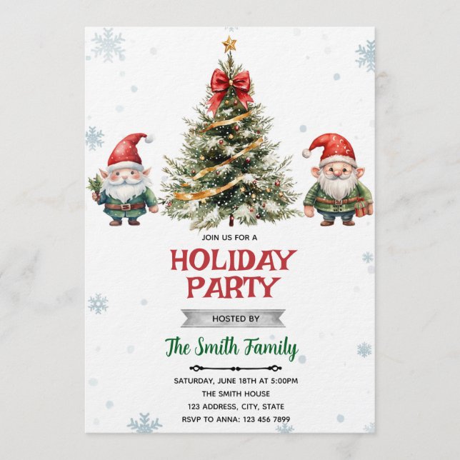 Invitation à la fête de Noël des nains de jardin (Devant)