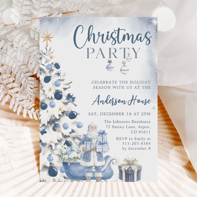 Invitation à la fête de Noël d'hiver bleu (Créateur téléchargé)