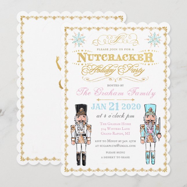 Invitation à la fête de Noël d'hiver Casse-Noisett (Devant / Derrière)