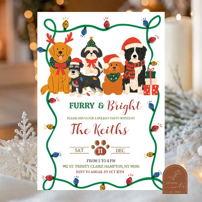 Invitation à la fête de Noël d'hiver pour chien (Créateur téléchargé)