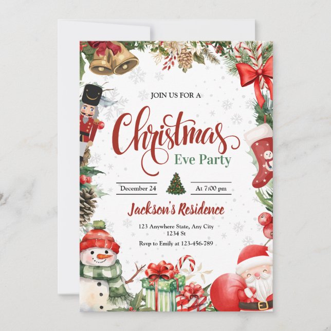 Invitation à la fête de Noël, dîner de la veille d (Devant)