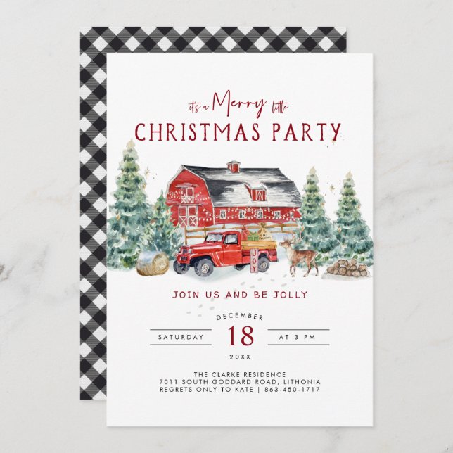 Invitation à la fête de Noël du Camion Rouge vinta (Devant / Derrière)