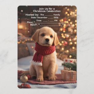 Invitation à la fête de Noël du Golden Retriever