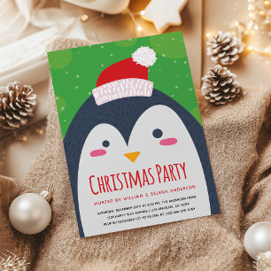 Invitation à la fête de Noël du mignon Penguin