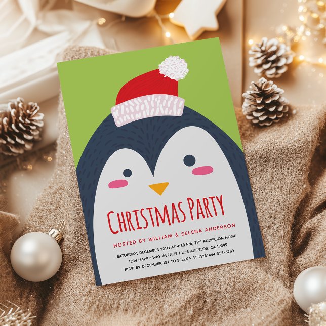 Invitation à la fête de Noël du mignon Penguin (Créateur téléchargé)