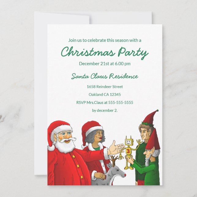 Invitation à la fête de Noël du Père Noël (Devant)