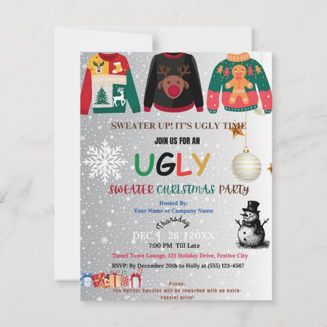 Invitation à la fête de Noël du pull moche (Devant)