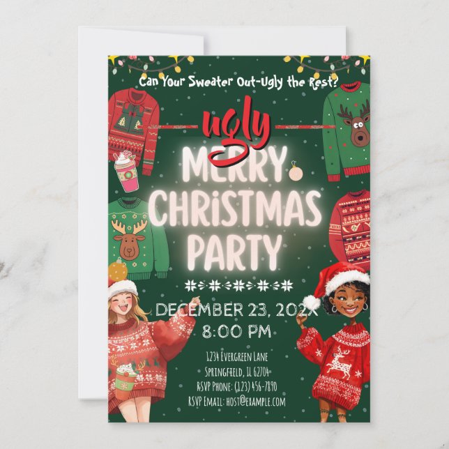 Invitation à la fête de Noël du pull moche (Devant)