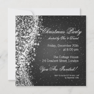 Invitation à la fête de Noël Elegant Sparkle Black