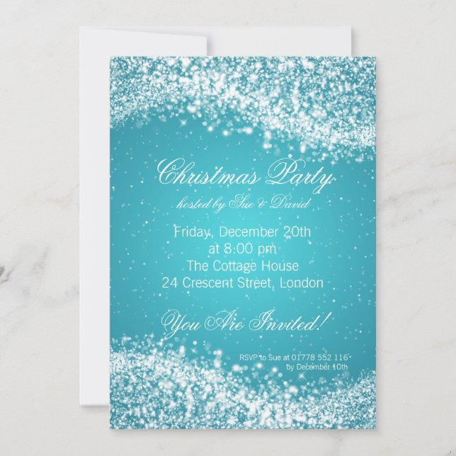 Invitation à la fête de Noël Elegant Sparkle Blue (Devant)