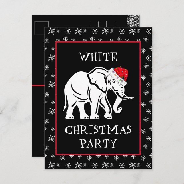 Invitation à la fête de Noël éléphant blanc (Devant / Derrière)