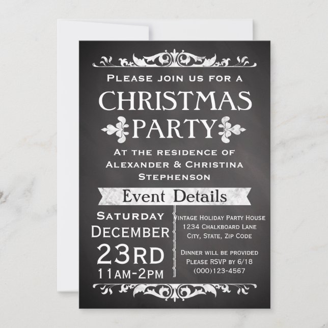 Invitation à la fête de Noël en ardoise rustique (Devant)