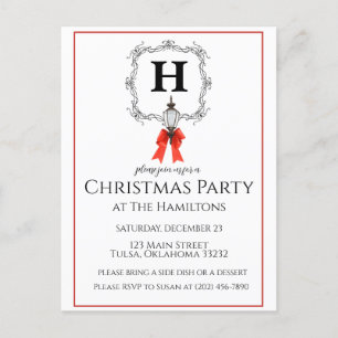 Invitation à la fête de Noël en bande rouge lanter