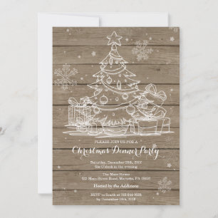 Invitation à la fête de Noël en bois rustique