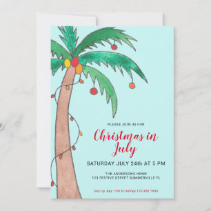 Invitation à la fête de Noël en juillet sous un pa