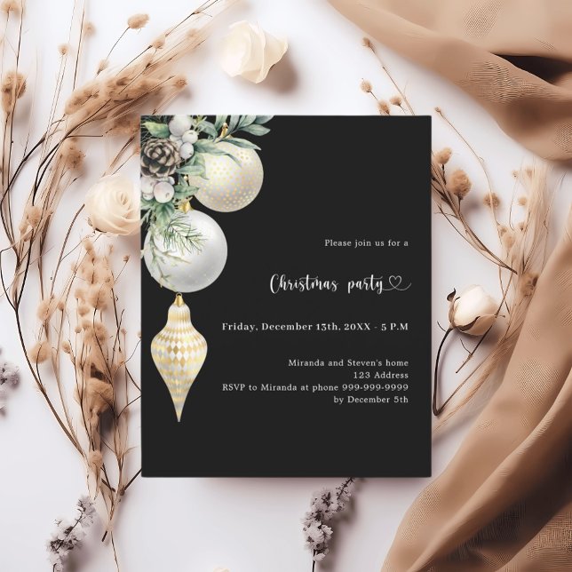 Invitation à la fête de Noël en or noir blanc (Créateur téléchargé)