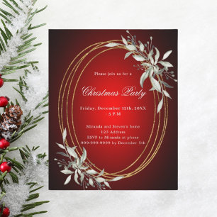 Invitation à la fête de Noël en or rouge