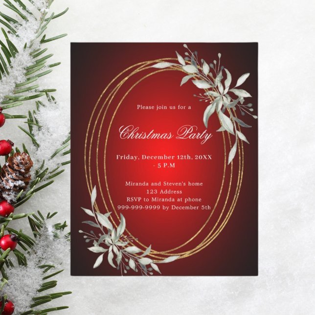 Invitation à la fête de Noël en or rouge (Créateur téléchargé)