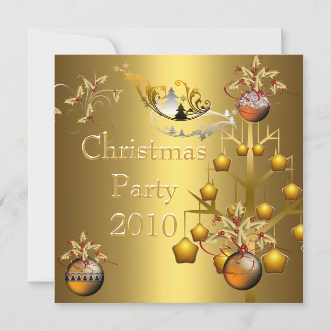 Invitation à la fête de Noël en or Xmas (Devant)