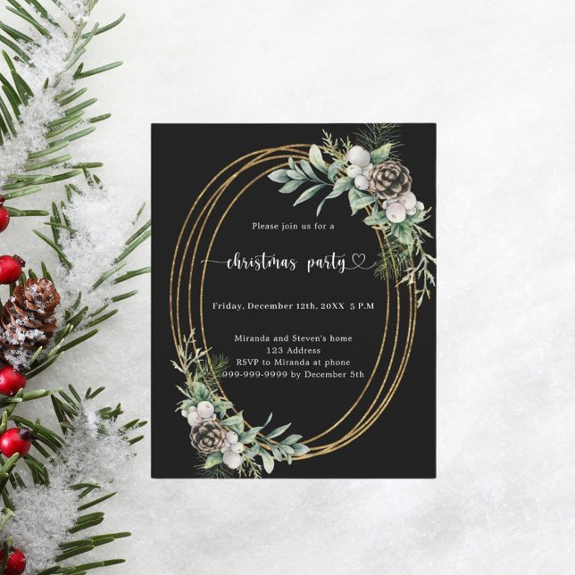 Invitation à la fête de Noël en pin noir (Créateur téléchargé)