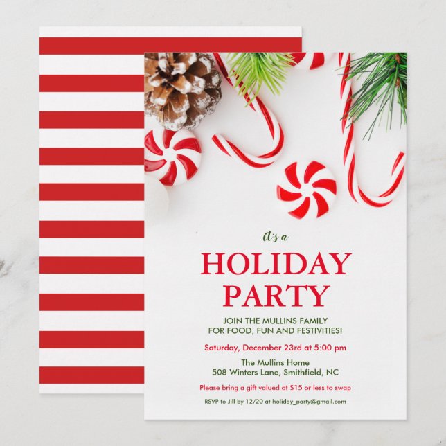 Invitation à la fête de Noël et d'hiver (Devant / Derrière)