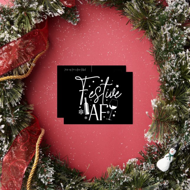 Invitation à la fête de Noël Festive AF noir et bl (Insitu)