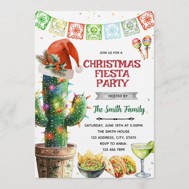 Invitation à la fête de Noël Fiesta (Devant)