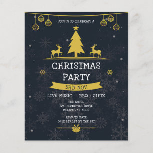 Invitation à la fête de Noël flocon de neige Navy 