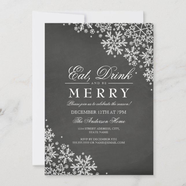 Invitation à la fête de Noël flocon de neige sur t (Devant)