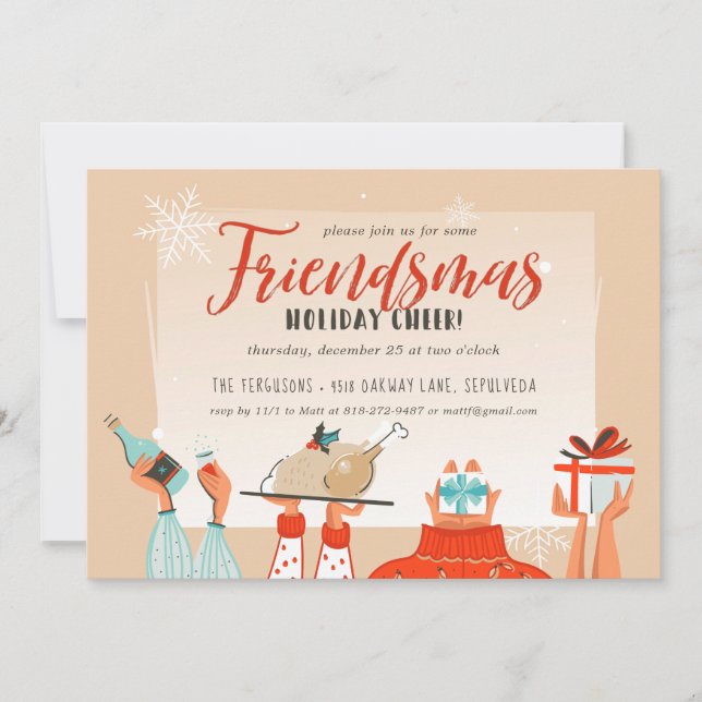 Invitation à la fête de Noël Friendsmas (Devant)