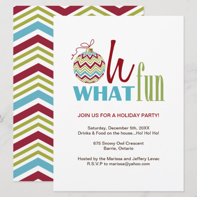 Invitation à la fête de Noël Fun Chevron (Devant / Derrière)