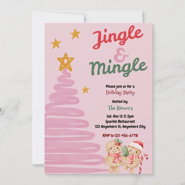 Invitation à la fête de Noël Jingle And Mingle (Devant)