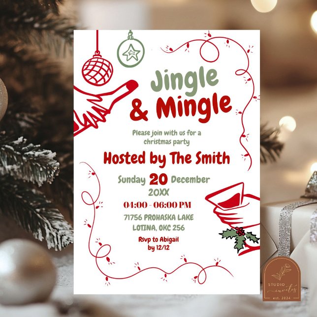 Invitation à la fête de Noël Jingle and Mingle (Créateur téléchargé)