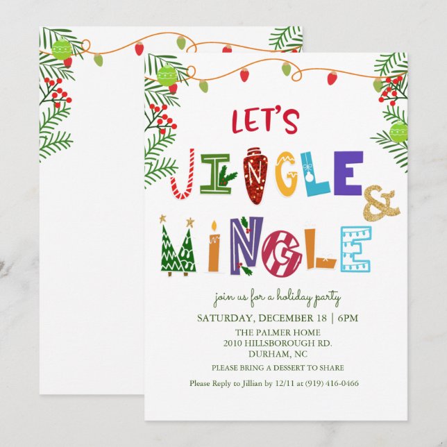 Invitation à la fête de Noël Jingle and Mingle (Devant / Derrière)