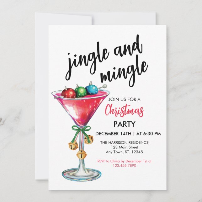 Invitation à la fête de Noël Jingle and Mingle (Devant)