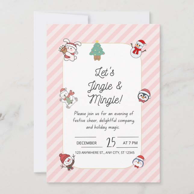 Invitation à la fête de Noël « Jingle & Mingle » – (Devant)