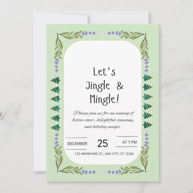 Invitation à la fête de Noël « Jingle & Mingle » – (Devant)