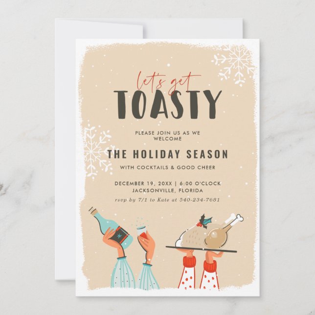 Invitation à la fête de Noël | Let's Get Toasty (Devant)
