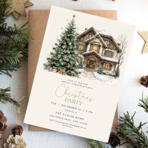 Invitation à la fête de Noël | Lodge d'hiver éléga