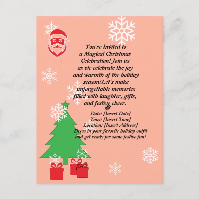Invitation à la fête de Noël magique | Elégant Vac (Devant)
