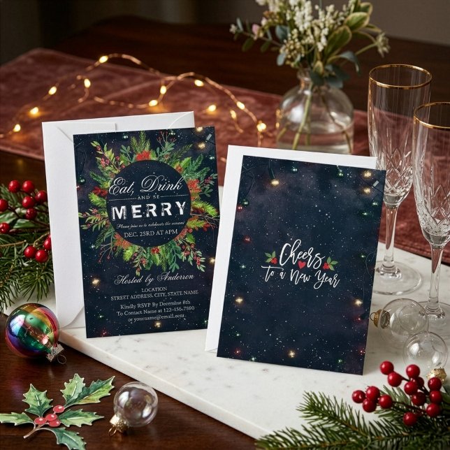 Invitation à la fête de Noël Manger Boire et se Ré (Créateur téléchargé)