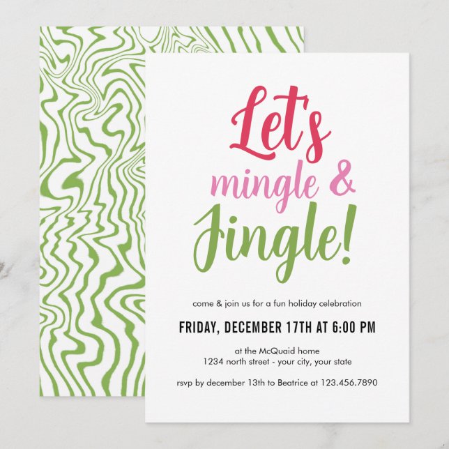 Invitation à la fête de Noël Mingle et Jingle (Devant / Derrière)