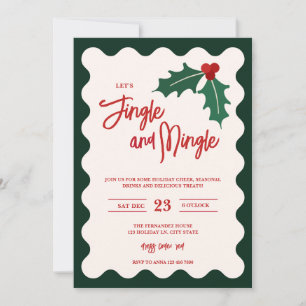 Invitation à la fête de Noël Moderne Jingle et Min