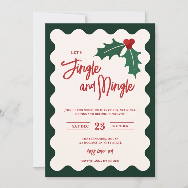 Invitation à la fête de Noël Moderne Jingle et Min (Devant)