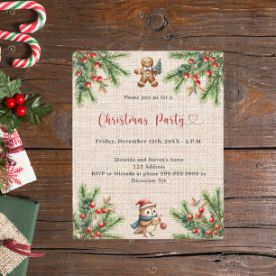 Invitation à la fête de Noël naturelle du pin de B