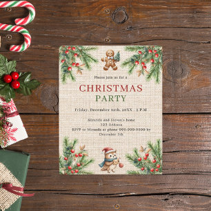 Invitation à la fête de Noël naturelle du pin de B